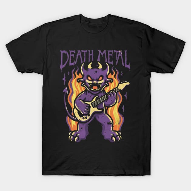 Death Metal Satanic Baphomet Cat T-Shirt by Aldrvnd